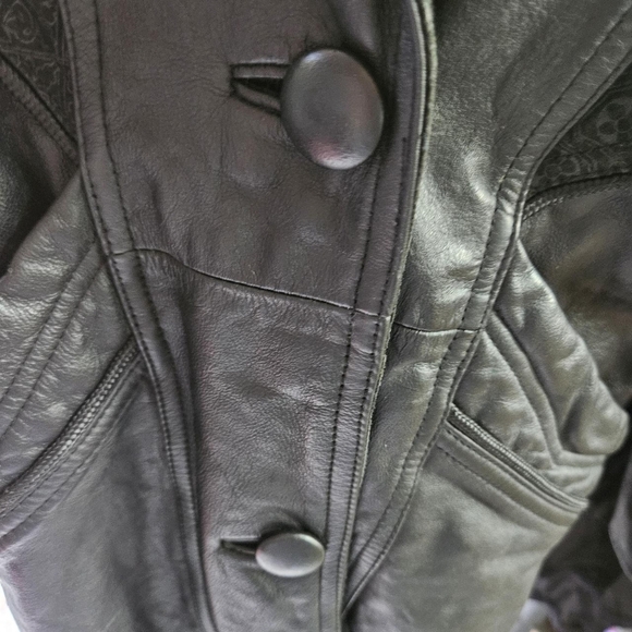 VTG Outbrook Black Leather & Suede Long Trench Coat Sz M Women's - Picture 4 of 10